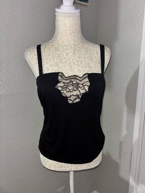 BCBG Black Lace-Panel Camisole